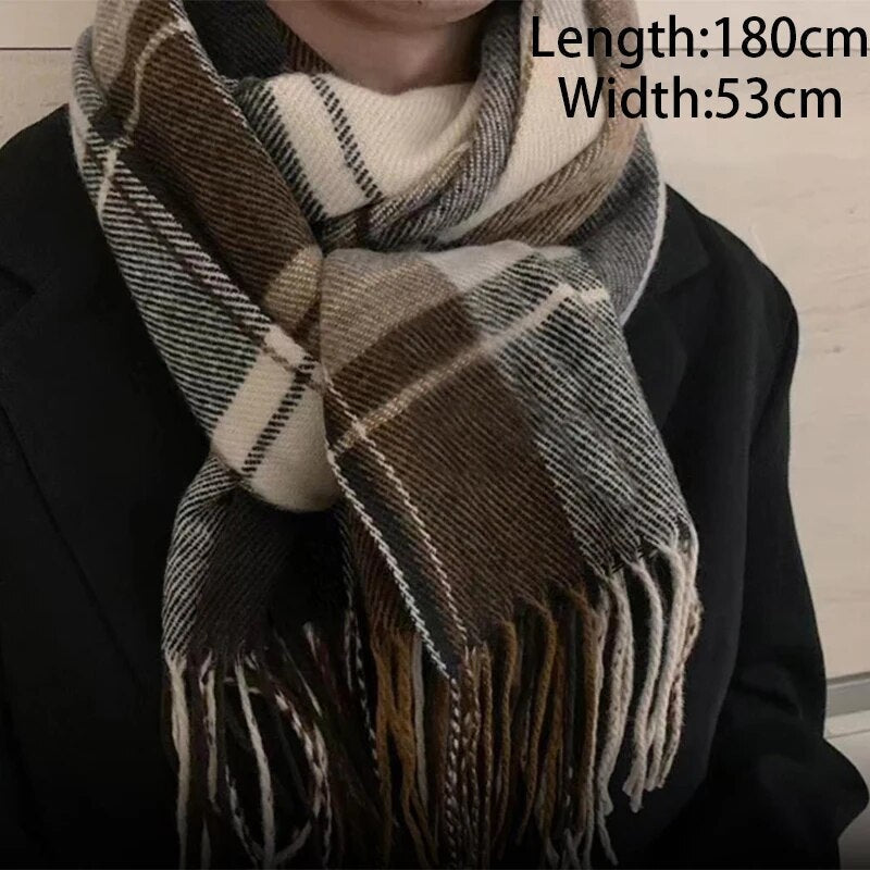 Unisex Winter Schal mit Fransen weichem Material