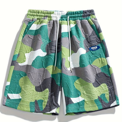 Herren Urban Style Grafik-Shorts mit Camouflage-Muster und Prägung – Freizeit & Streetwear