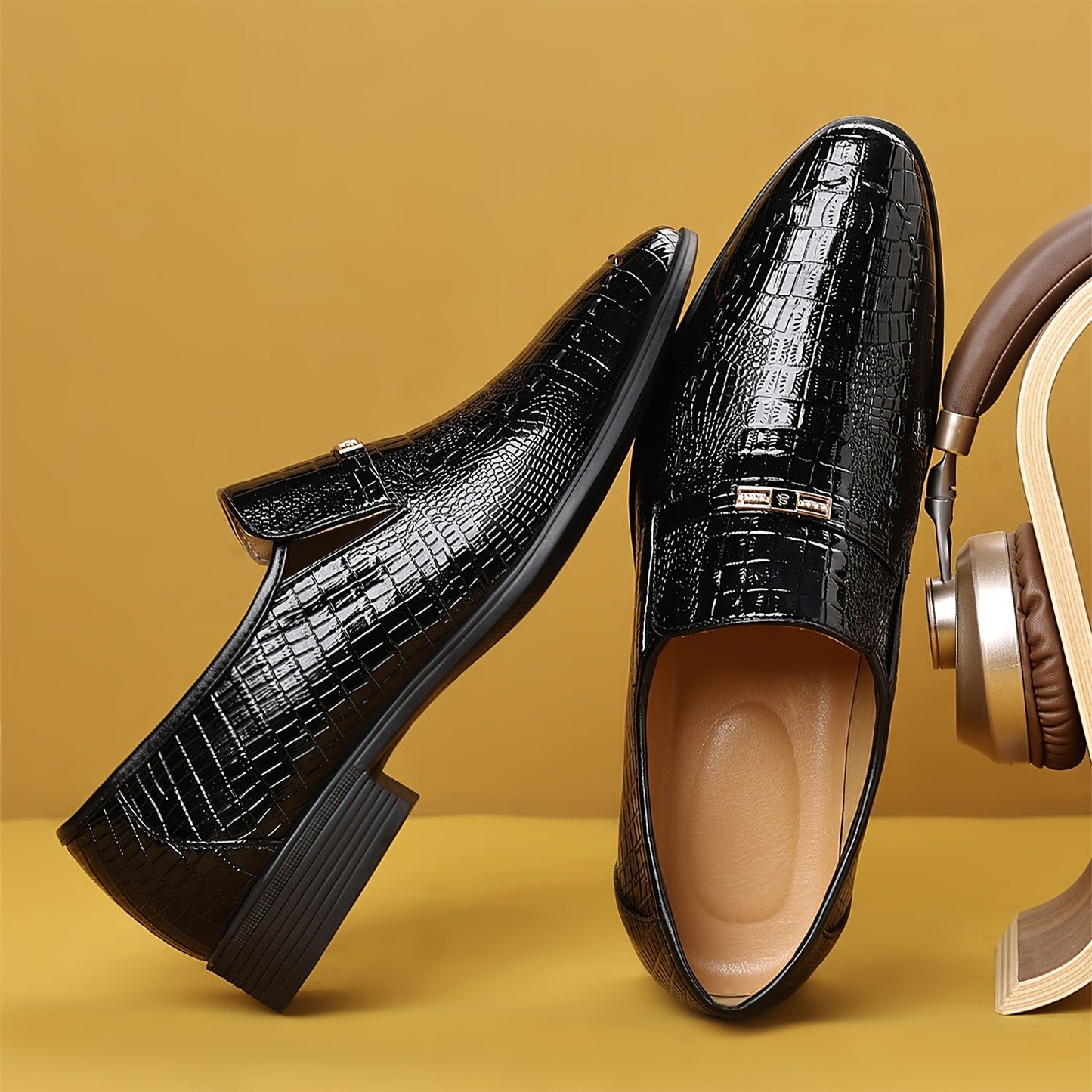 Herren Business Slipper – Elegante Loafer im Krokodilleder-Look für Büro und festliche Anlässe