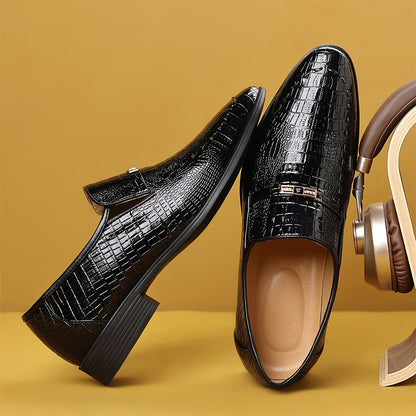 Herren Business Slipper – Elegante Loafer im Krokodilleder-Look für Büro und festliche Anlässe