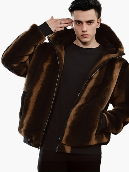 Herren Fleece Jacke mit Kapuze – Modische Winterjacke für Freizeit & Alltag – Warm & Stylisch