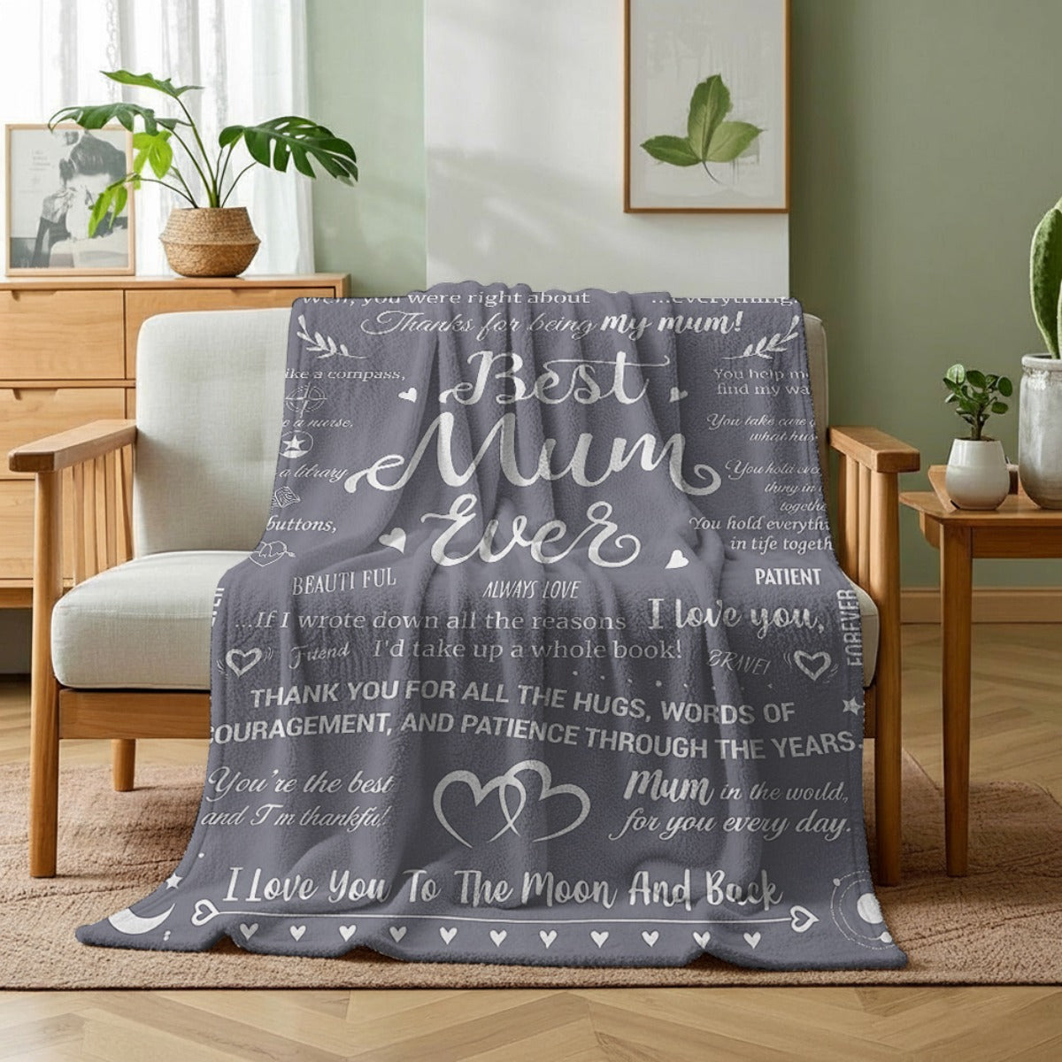 Muttertag Geschenkdecke – Best Mum Ever Kuscheldecke für Frauen, sentimentale Botschaften & Design, perfekte Geschenkidee