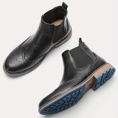 Chelsea Boots Herren Brogue-Stil mit elastischen Einsätzen und Profilsohle