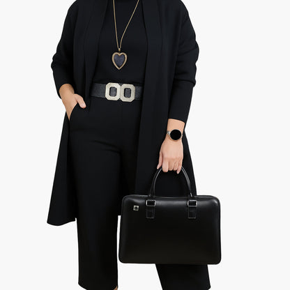 Damen 3-Teiliges Elegant & Komfort Set – Business & Freizeit Outfit mit Cardigan, Top & Hose