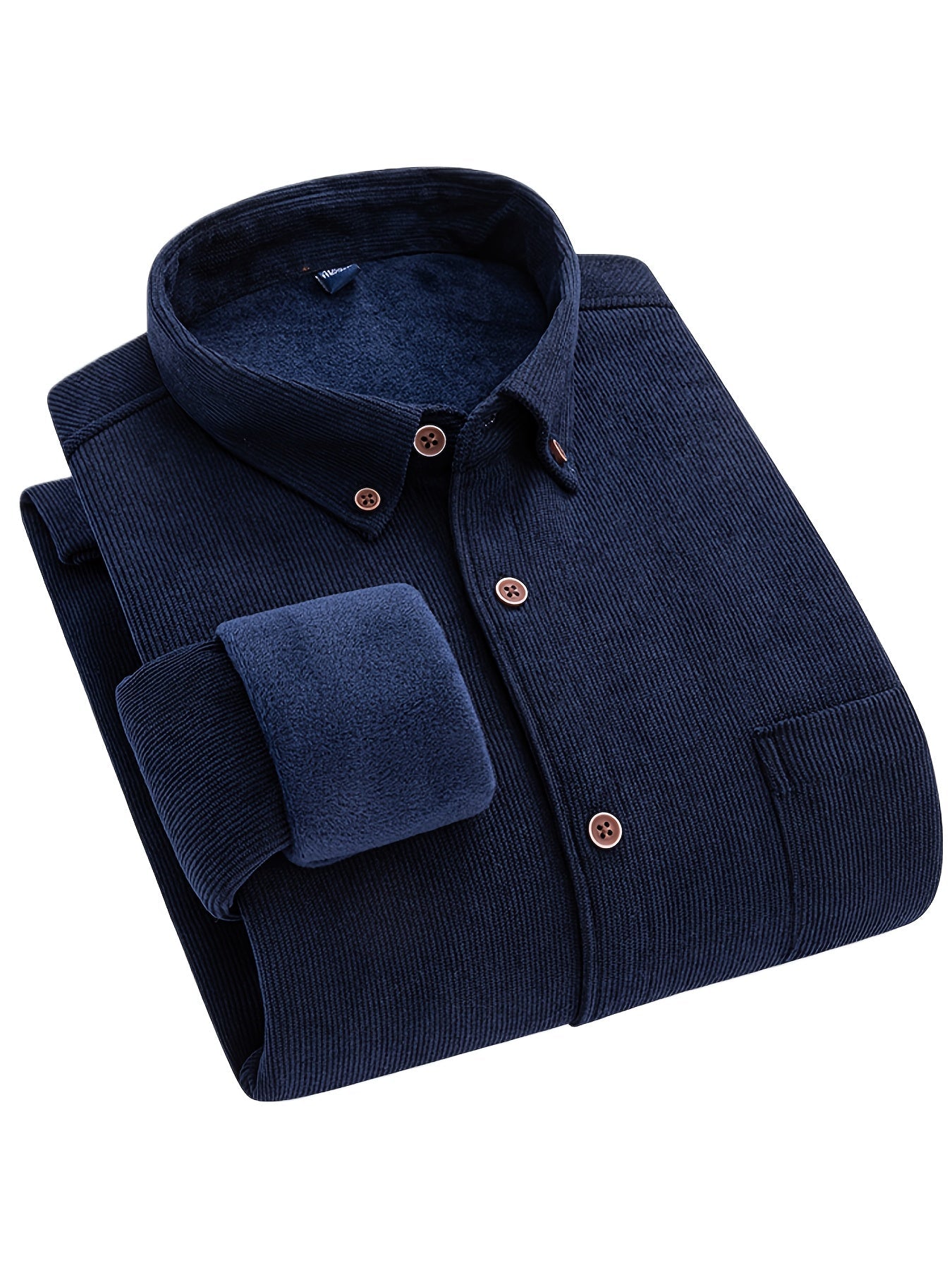 Herren Cordhemd mit Fleecefutter, Langarm, Button-Down-Kragen