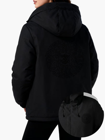 Damen Freizeit Winterjacke mit Kapuze und geometrischem Print – Stilvolle Alltagsjacke für kalte Tage