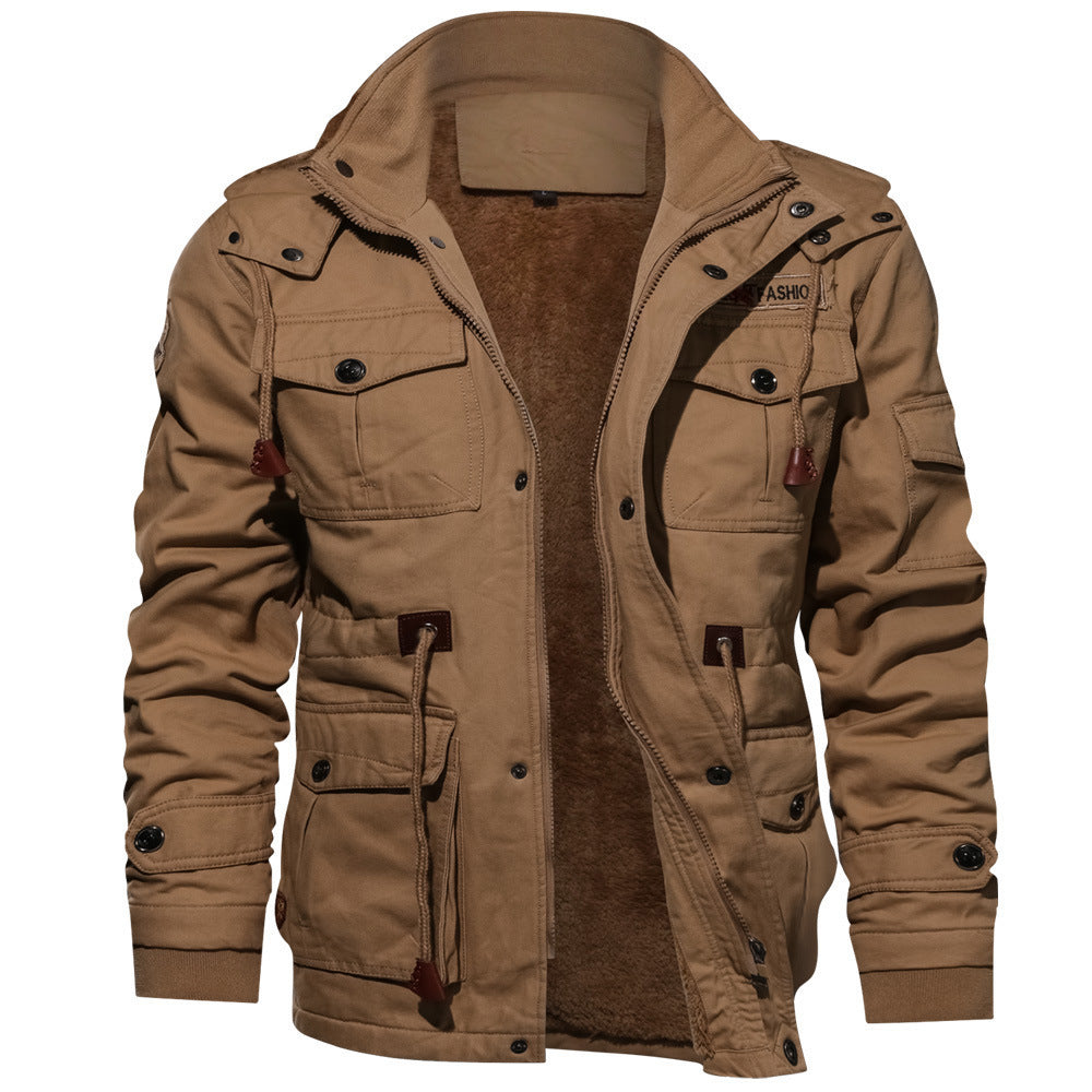 Herren Winterjacke mit Kapuze, Teddyfutter und mehreren Taschen