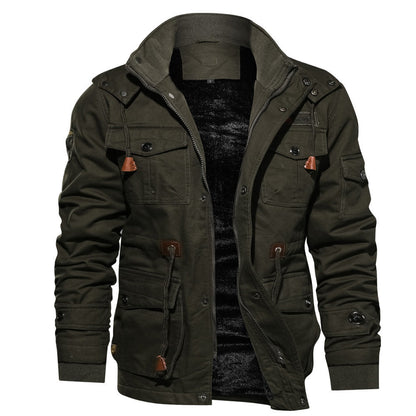 Herren Winterjacke mit Kapuze, Teddyfutter und mehreren Taschen
