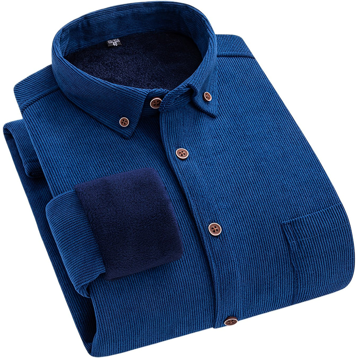 Herren Cordhemd mit Fleecefutter, Langarm, Button-Down-Kragen