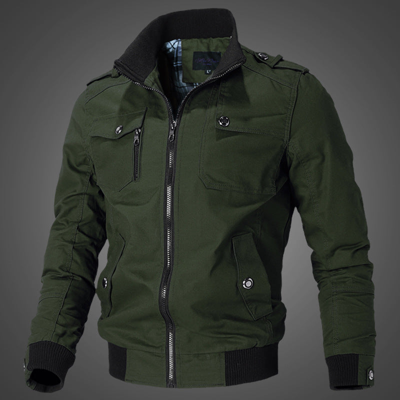 Herren Bomberjacke Freizeitjacke mit Stehkragen und mehreren Taschen