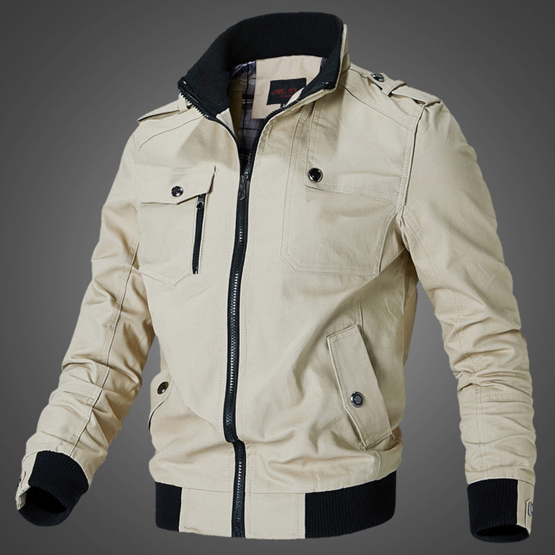 Herren Bomberjacke Freizeitjacke mit Stehkragen und mehreren Taschen