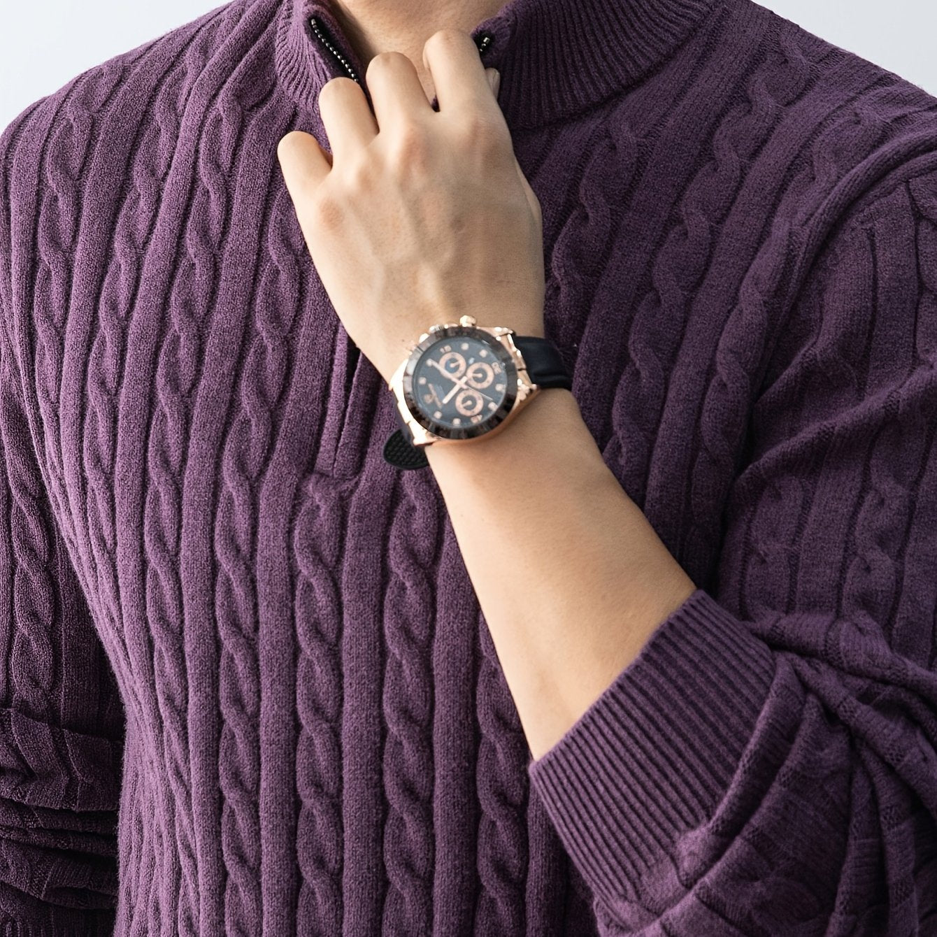Herren Strickpullover mit Zopfmuster und Stehkragen – Eleganter Casual Look für Herbst und Winter
