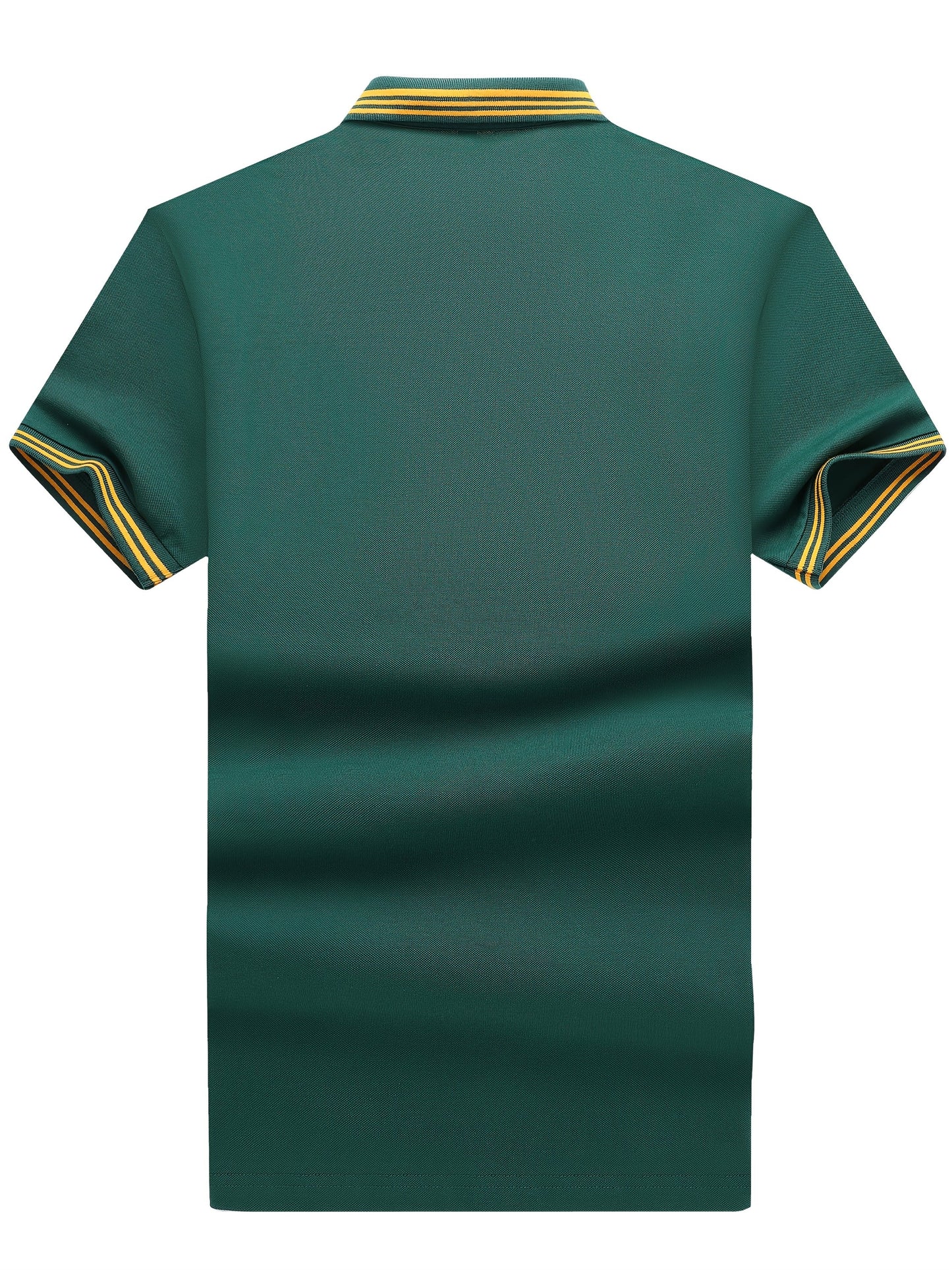 Herren Poloshirt mit gestreiftem Kragen und sportlichem Wappen – Klassischer Freizeitstil