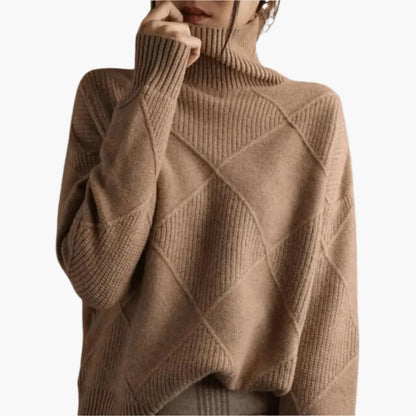 Damen Strickpullover mit Rautenmuster – Modischer Oversize-Pullover für Alltag und Büro