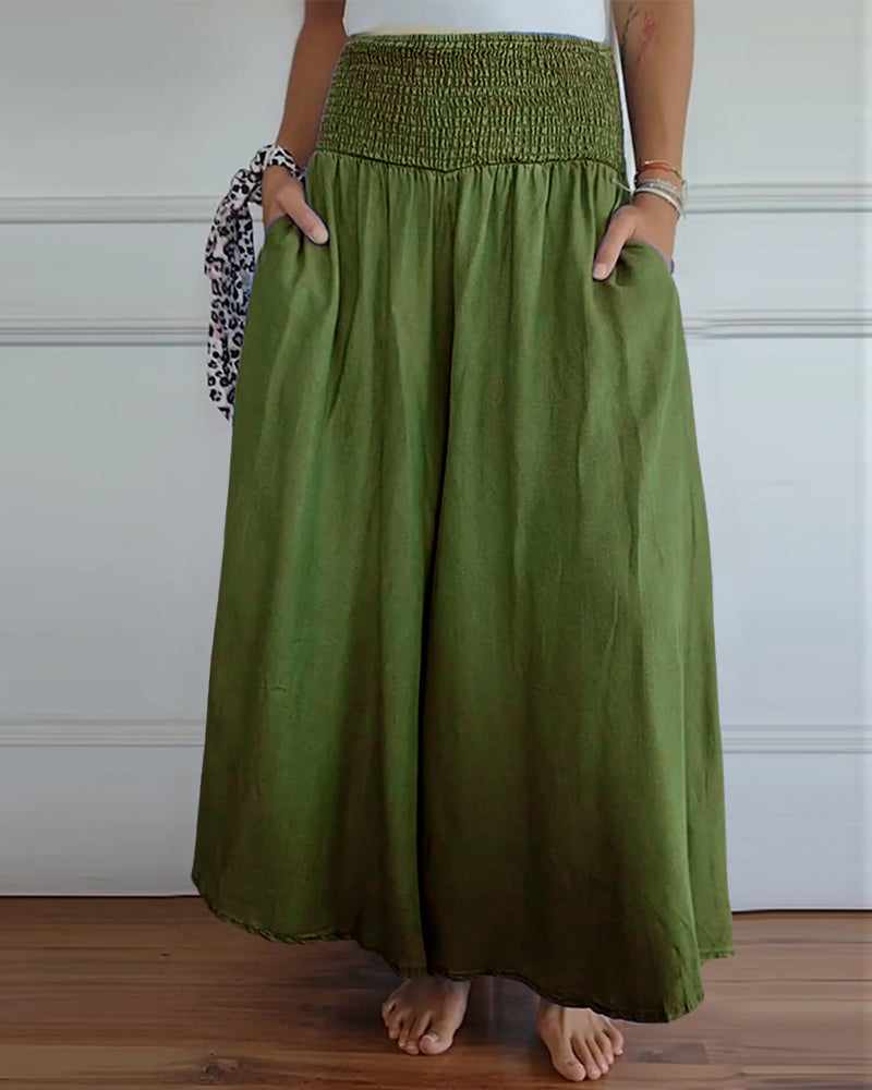 Damen Weite-Hose mit hohem Bund – Lässige elegante Freizeithose, bequemer Alltagsstil