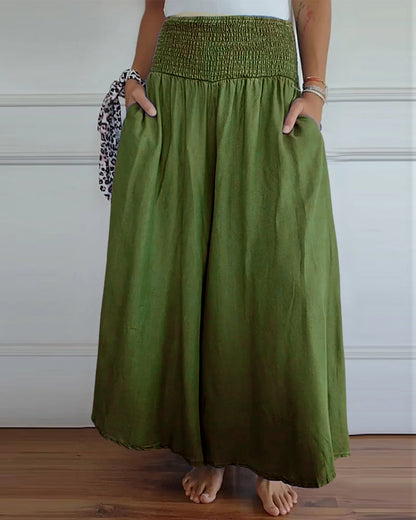Damen Weite-Hose mit hohem Bund – Lässige elegante Freizeithose, bequemer Alltagsstil