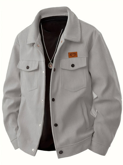 Herren Rippstrick Jacke mit Kentkragen und Brusttaschen