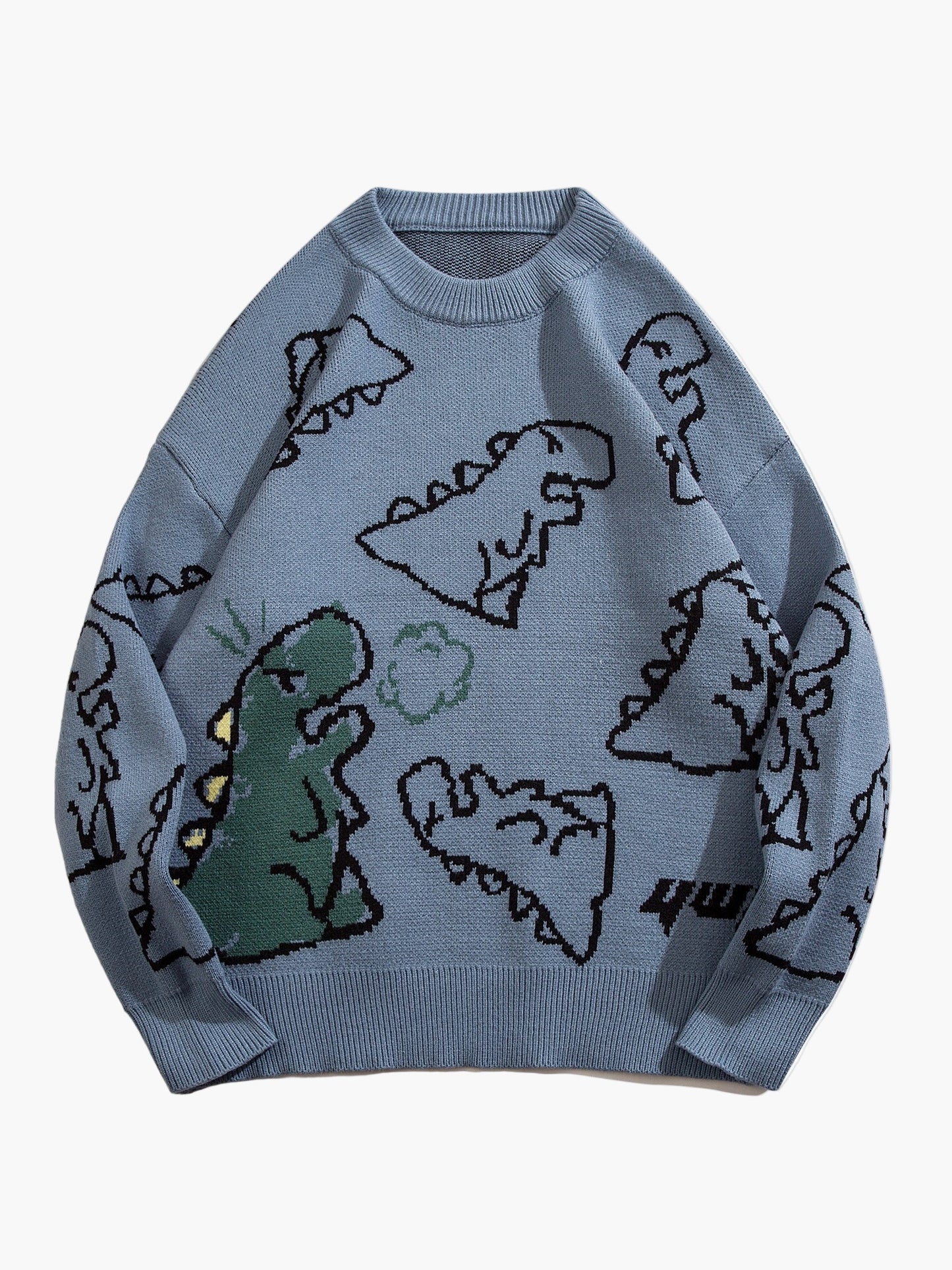Herren Cartoon Dinosaurier Pullover – Lässiger Strickpullover für Herbst & Winter