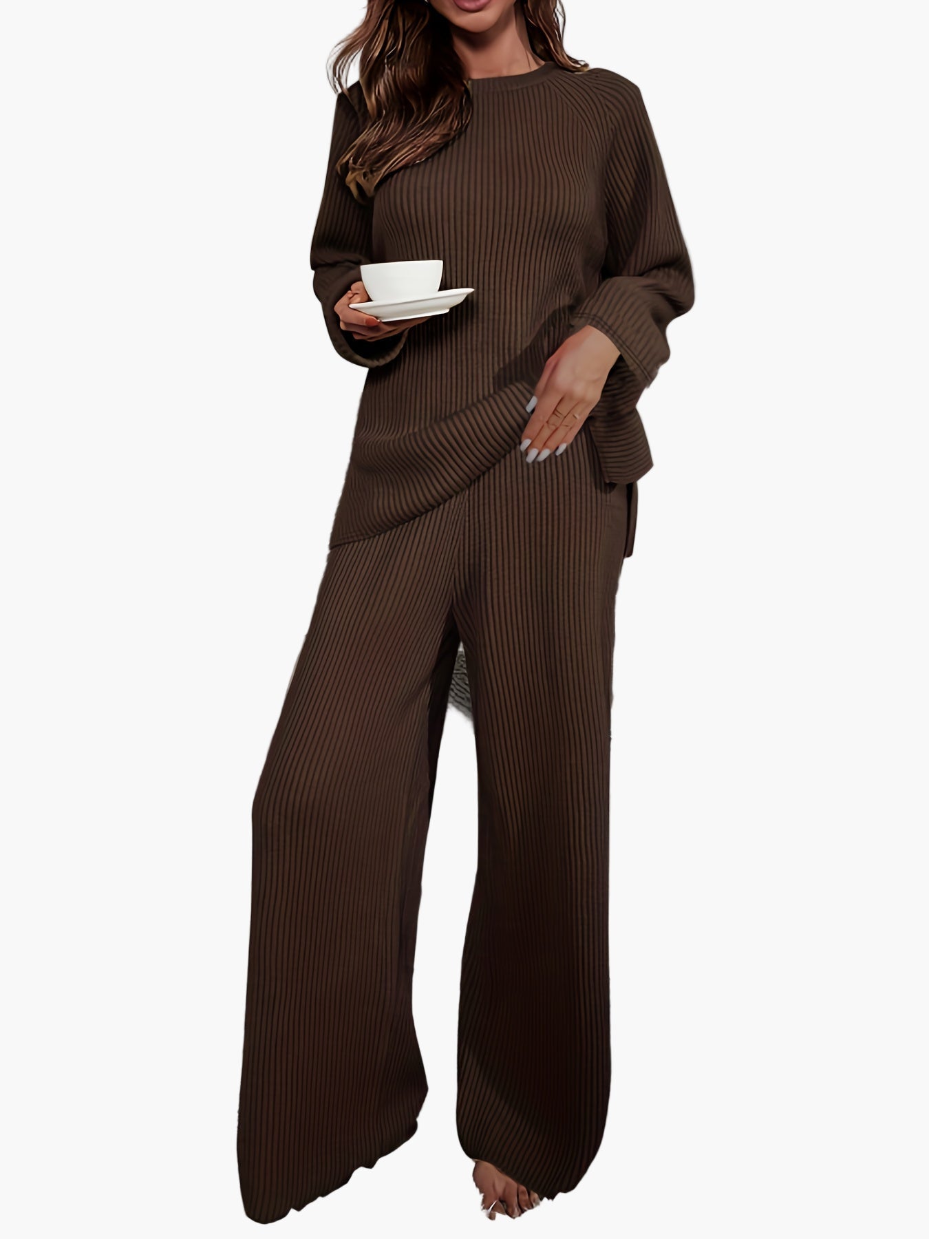 Damen Loungewear Set – Bequemes Strick-Zweiteiler für Freizeit und Zuhause