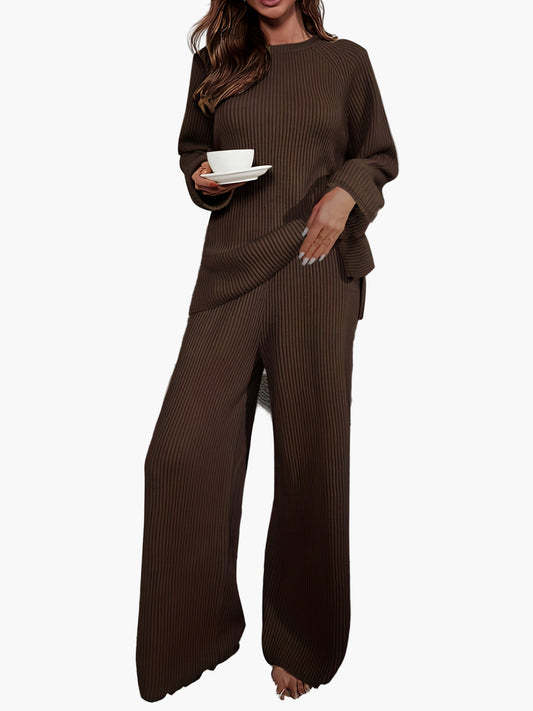 Damen Loungewear Set – Bequemes Strick-Zweiteiler für Freizeit und Zuhause