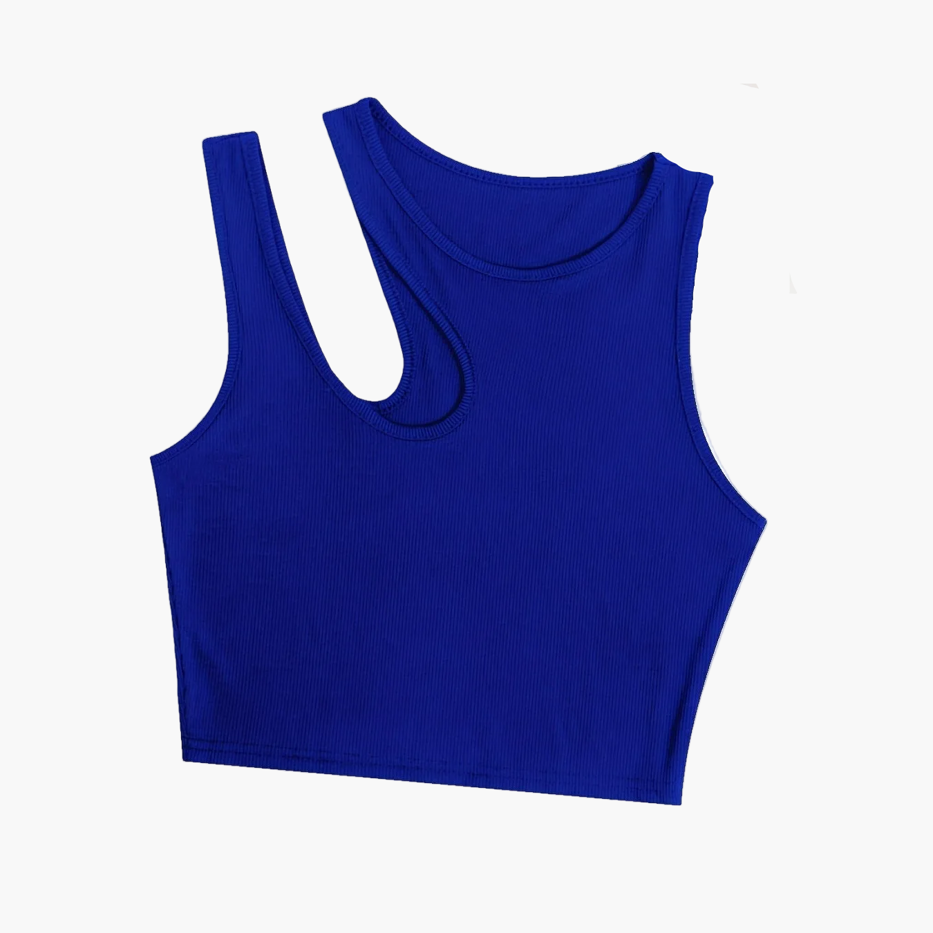 Damen Asymmetrisches Rib-Crop Top für Sommer, Modisches Streetwear Oberteil