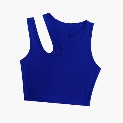 Damen Asymmetrisches Rib-Crop Top für Sommer, Modisches Streetwear Oberteil