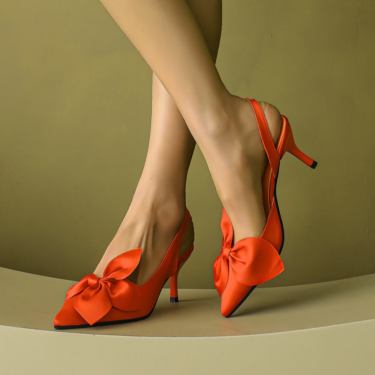Damen Slingback Pumps mit großer Schleife und Stiletto-Absatz – Elegante festliche High Heels
