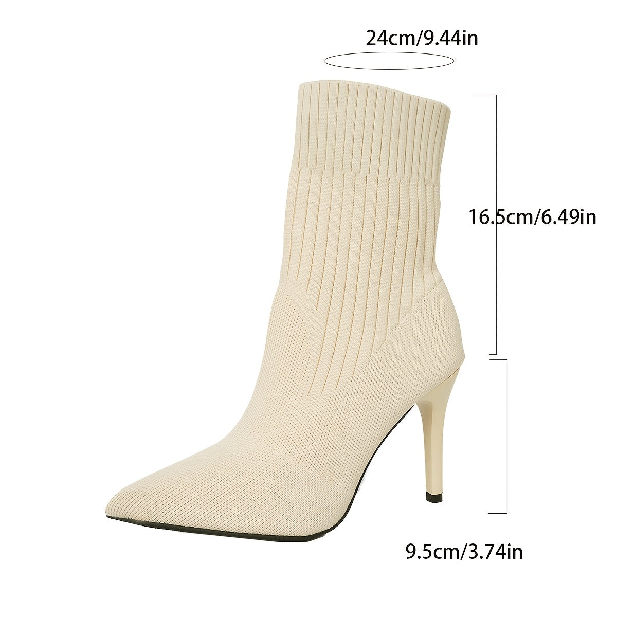 Damen Stiefelette mit spitzer Zehe und Stilettoabsatz, gestricktes Obermaterial