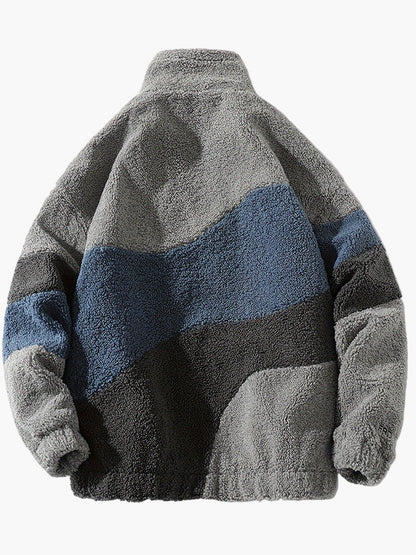 Herren Fleecejacke im Preppy Stil – Weicher Colorblock Softshell für Freizeit & Alltag