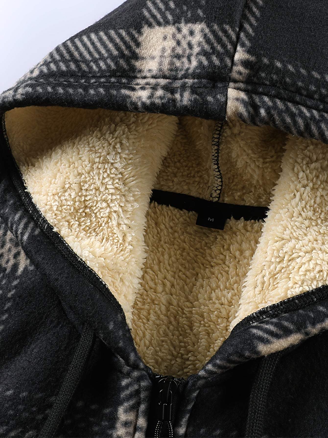 Karierte Herren Kapuzenjacke gefüttert mit Fleece