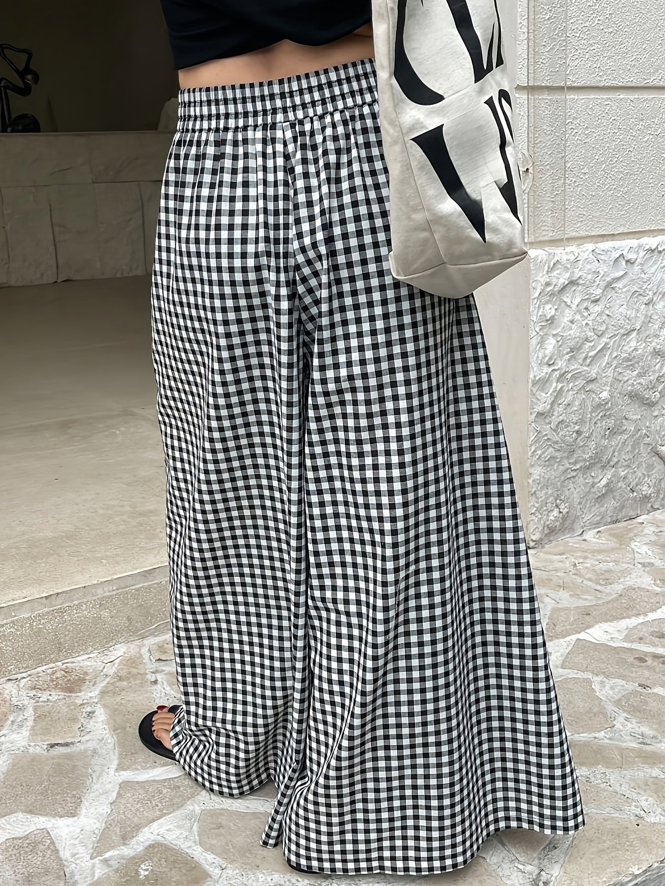 Damen Weitgeschnittene Karohose mit Hoher Taille – Stilvolle Freizeithose für Alltag und besondere Anlässe