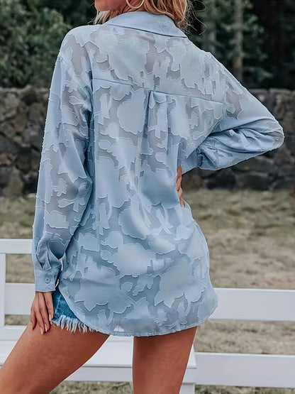 Damen Bluse mit floraler Struktur und modernem Schnitt – Stilvolle Freizeit Oberbekleidung
