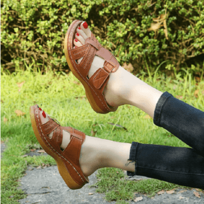 Damen Komfort-Sandalen Slip-On mit Keilabsatz – Bequeme Freizeitschuhe für Alltag und Reisen