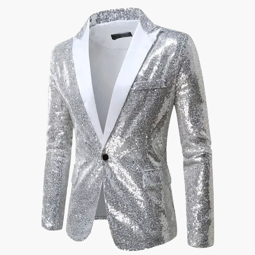 Herren Luxus Pailletten Sakko Blazer für Party und Bühne – Elegantes Glitzer-Design