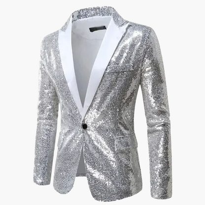 Herren Luxus Pailletten Sakko Blazer für Party und Bühne – Elegantes Glitzer-Design