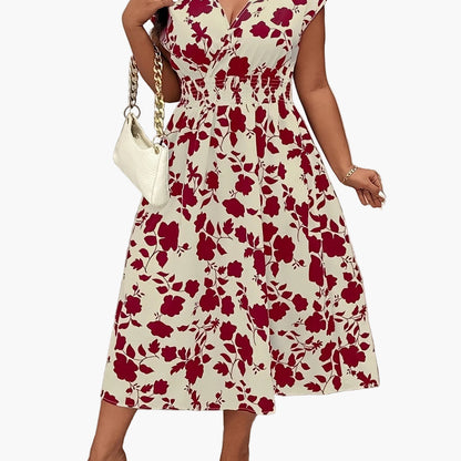 Damen Elegantes Wickelkleid mit Blumenmuster und Taillendetail – Perfekt für Freizeit & Sommer