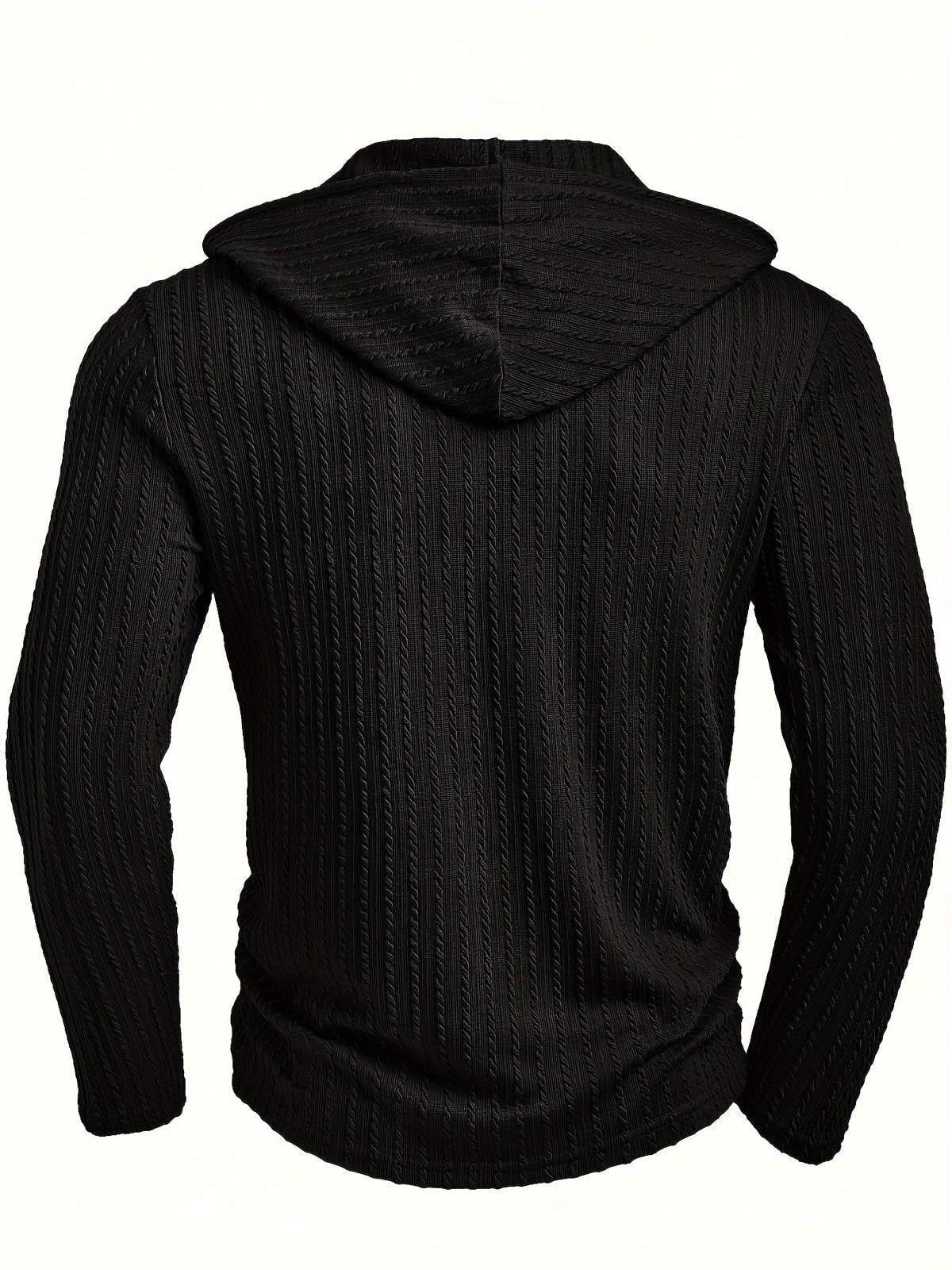 Herren Hoodie Langarmshirt gerippt mit Knopfleiste & Kapuze