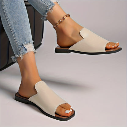 Damen Slip-On Sandalen mit eckiger Spitze – Moderner Look für Alltag und Freizeit