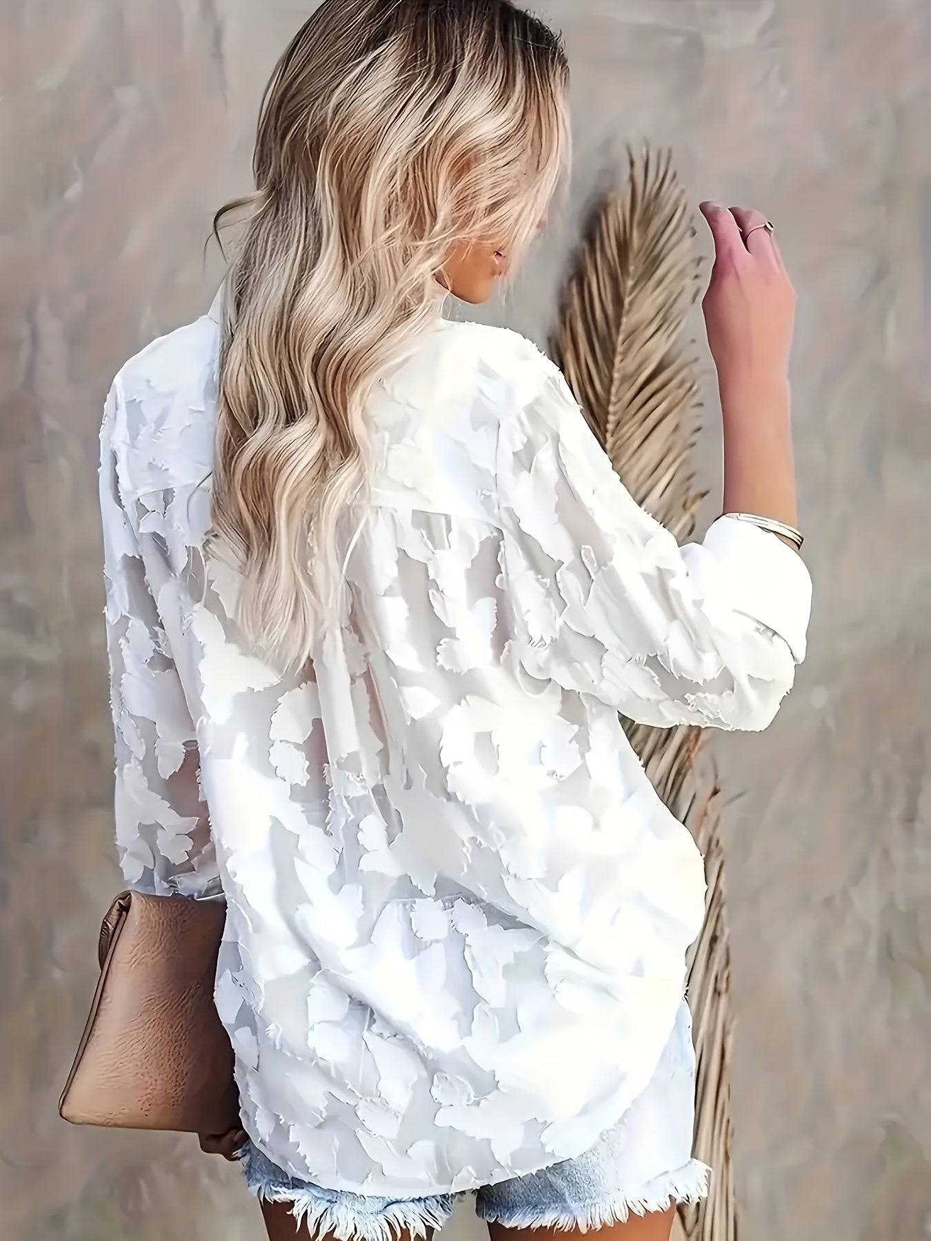Damen Bluse mit floraler Struktur und modernem Schnitt – Stilvolle Freizeit Oberbekleidung