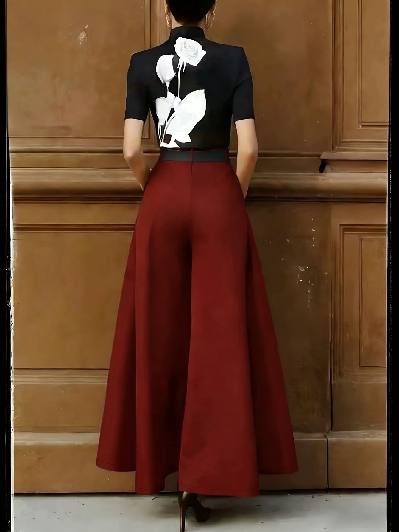 Damen Weitbeinige Palazzo-Hose Eleganter High-Waist Business & Abend-Look