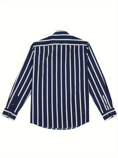 Herren Business-Freizeithemd mit modischen Streifen – Slim Fit, ideal für Büro und Alltag