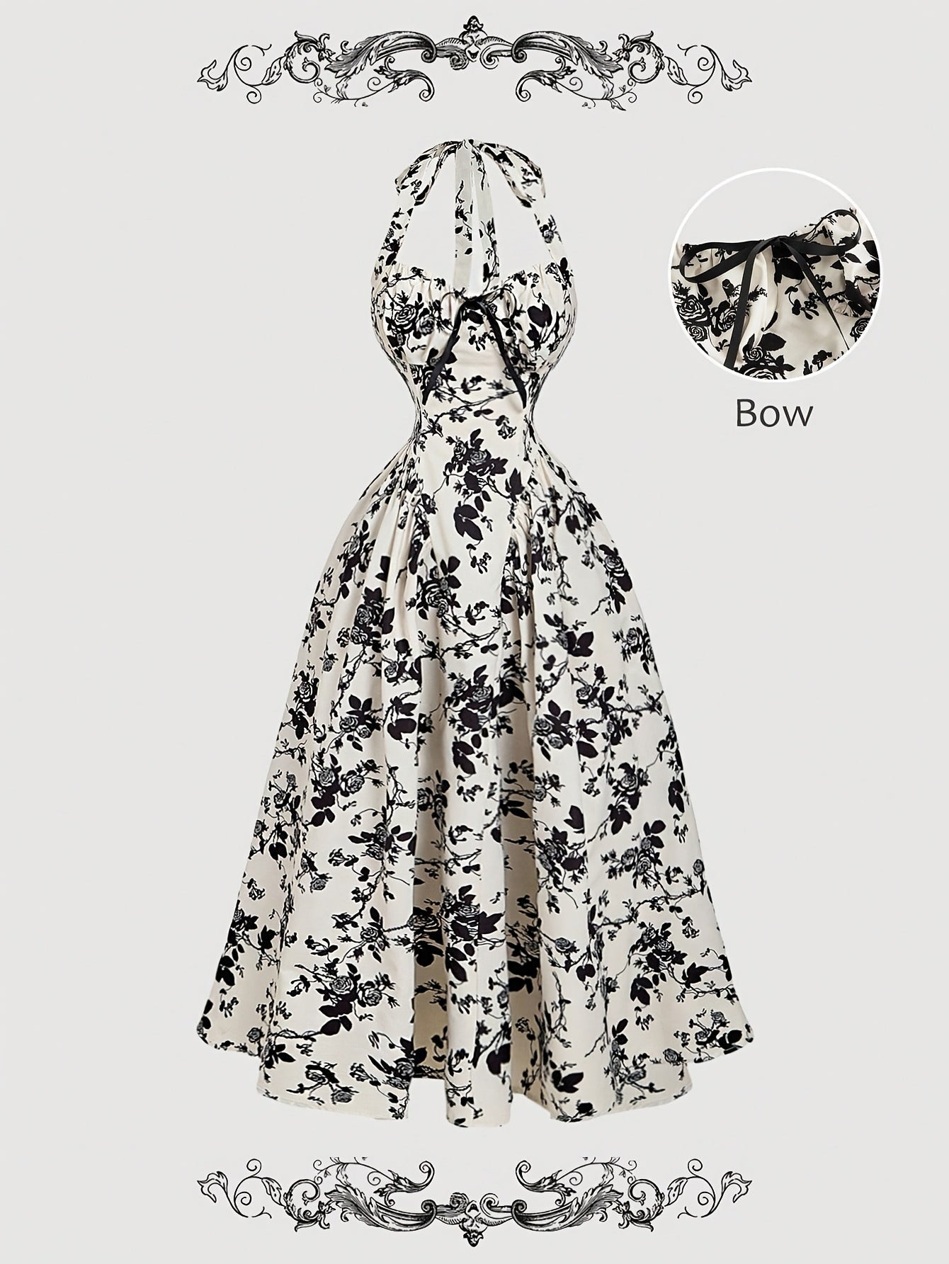 Damen Vintage Cocktailkleid mit Halterneck und Faltenrock – Eleganter Retro-Stil für besondere Anlässe