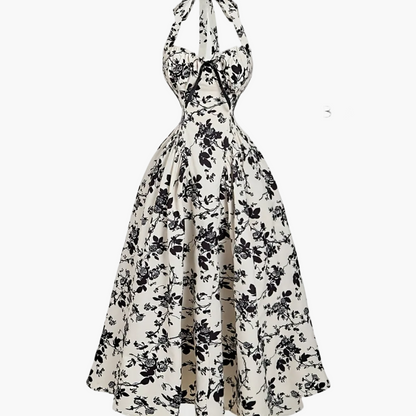 Damen Vintage Cocktailkleid mit Halterneck und Faltenrock – Eleganter Retro-Stil für besondere Anlässe
