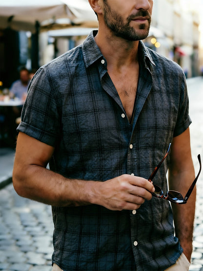 Herren Freizeit Kurzarm-Hemd im Karo-Design – Stilvolle Sommer-Mode für Alltag und Ausgehen