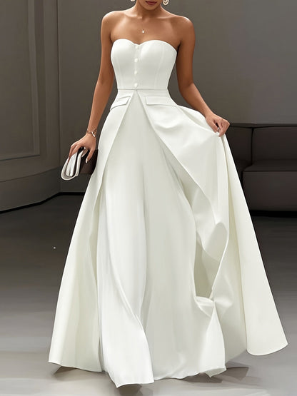 Damen Elegantes Abendkleid mit Bandeau-Design und Knopfleiste – Perfekt für festliche Anlässe