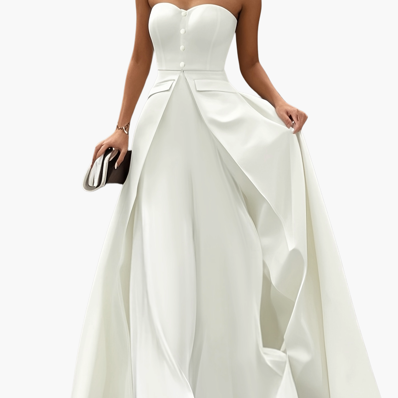 Damen Elegantes Abendkleid mit Bandeau-Design und Knopfleiste – Perfekt für festliche Anlässe