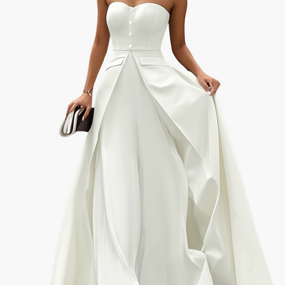 Damen Elegantes Abendkleid mit Bandeau-Design und Knopfleiste – Perfekt für festliche Anlässe