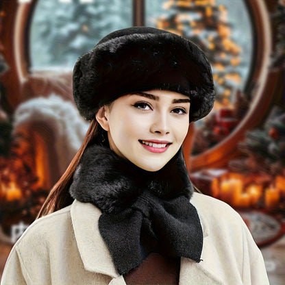 Winter Set Pelzimitat 3-teilig: Hut, Schal & Handschuhe mit Kunstfellbesatz, Warme Winteraccessoires