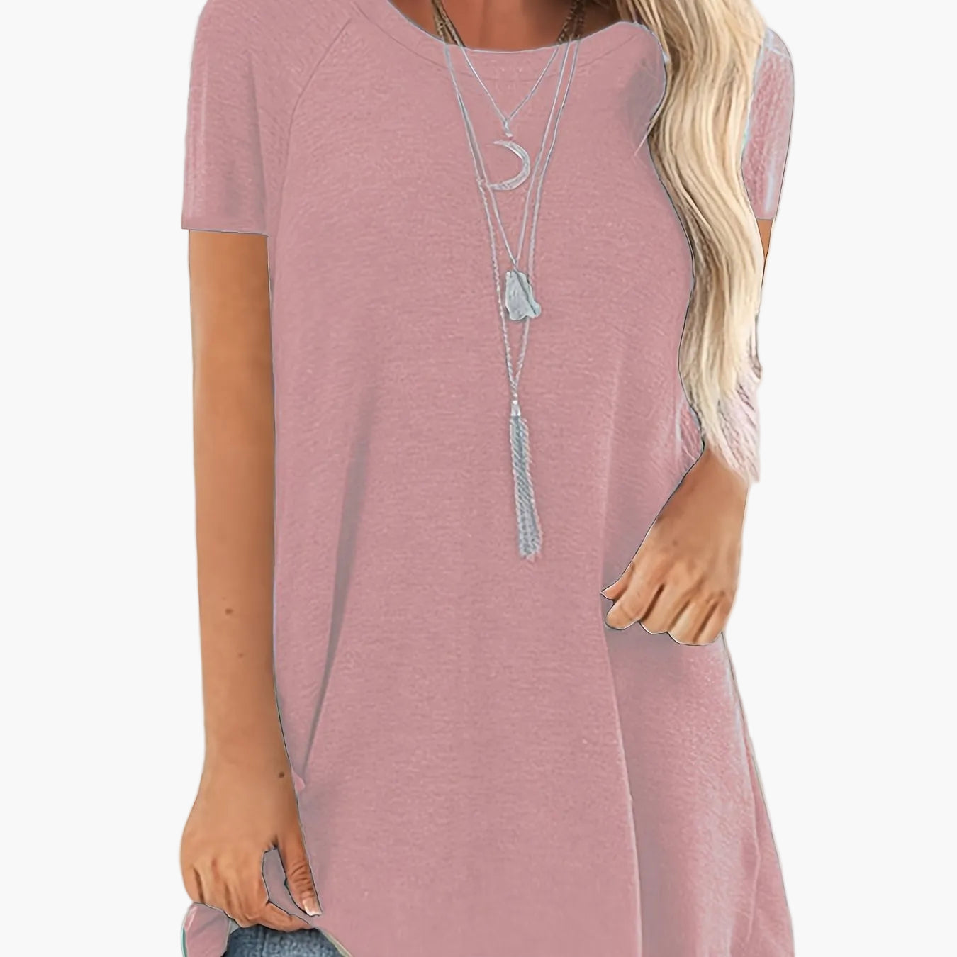 Damen Tunika T-Shirt mit kurzen Ärmeln und lockerem Schnitt – Bequemes Freizeit-Oberteil für Alltag und Büro