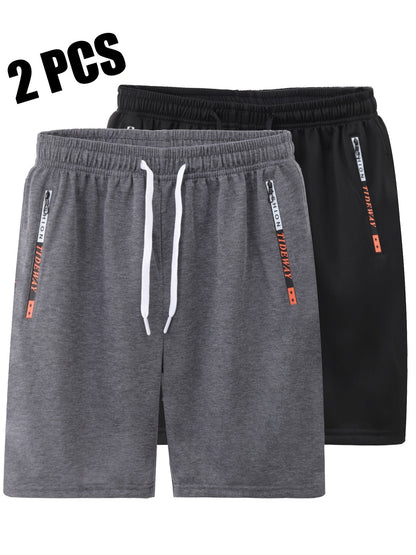 Herren Sportshorts 2er Pack – Bequeme Fitness- und Trainingsshorts mit Reißverschlusstaschen
